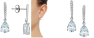 Macy's Aquamarine (1-1/5 ct. t.w.) & Diamond (1/10 ct. t.w.) Drop Earrings in 14k White Gold